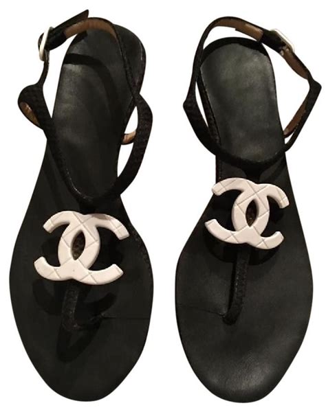 chanel black sandles|chanel black and white sandals.